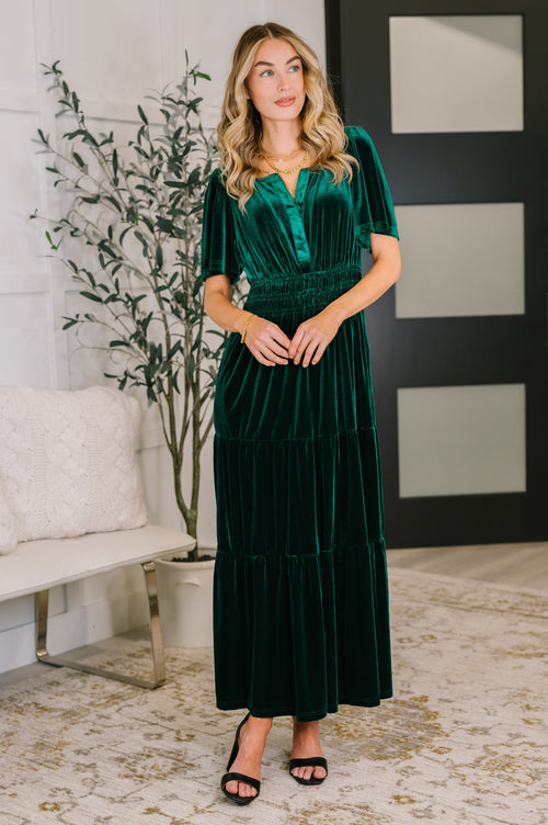 Hazel Blues® |  Softest Touch Velvet Tiered Dress