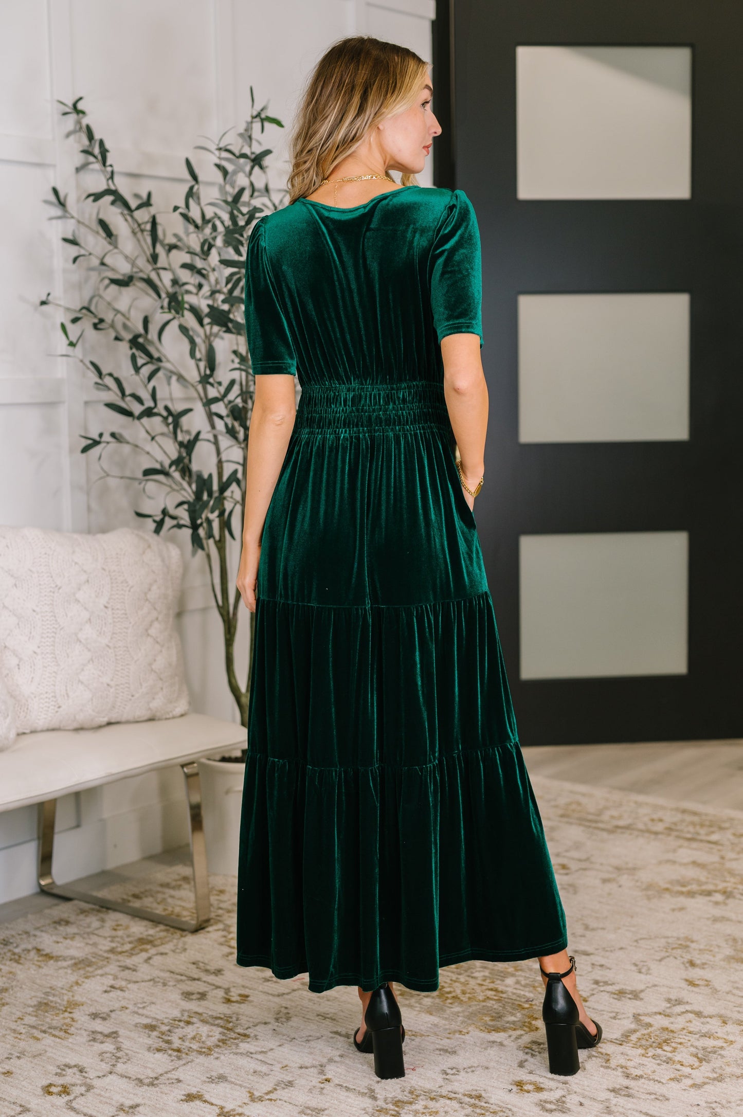 Hazel Blues® |  Softest Touch Velvet Tiered Dress