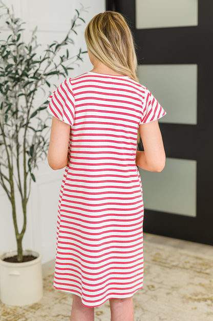 Hazel Blues® |  Sunny Stripes Casual Flutter Sleeve Dress
