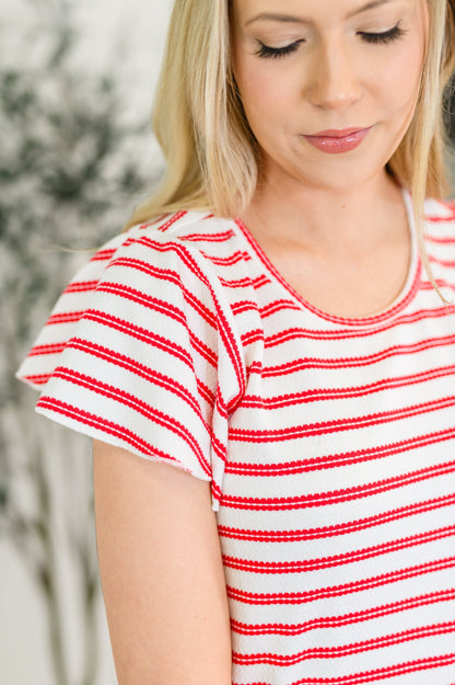 Hazel Blues® |  Sunny Stripes Casual Flutter Sleeve Dress