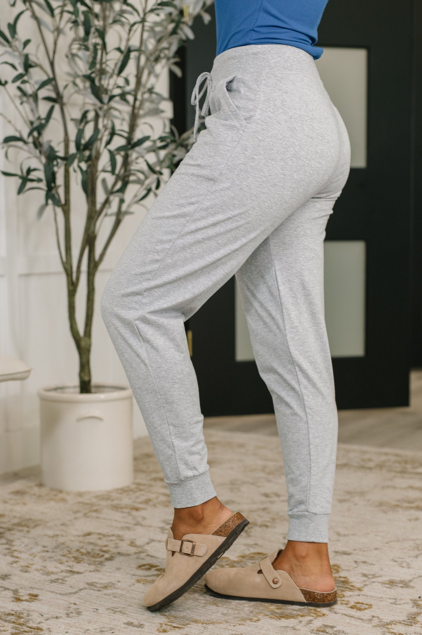Hazel Blues® |  Sweat It High Waisted Joggers in Heather Grey