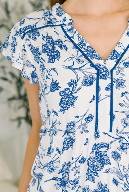 Hazel Blues® |  The Missing Piece Tiered Flutter Sleeve Dress