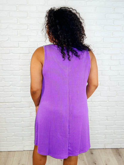Hazel Blues® |  The Power I Hold V-Neck Ribbed Knit Dress in Tropical Violet