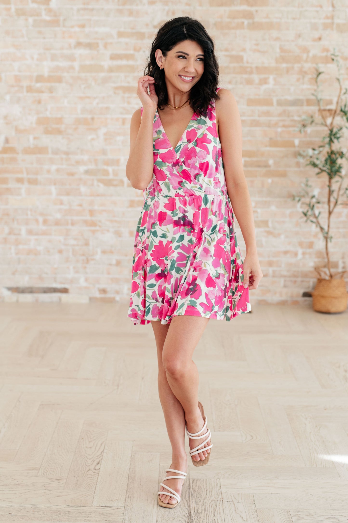 Hazel Blues® |  The Sun's Been Quite Kind V-Neck Dress in Pink