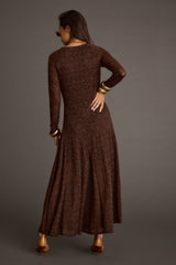 Tierra Brown Lace Long Sleeve Maxi Dress