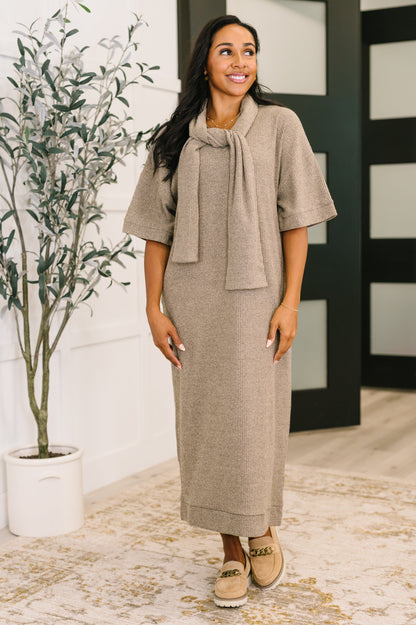 Hazel Blues® |  Travel Envy Ribbed Knit Dress in Light Coco
