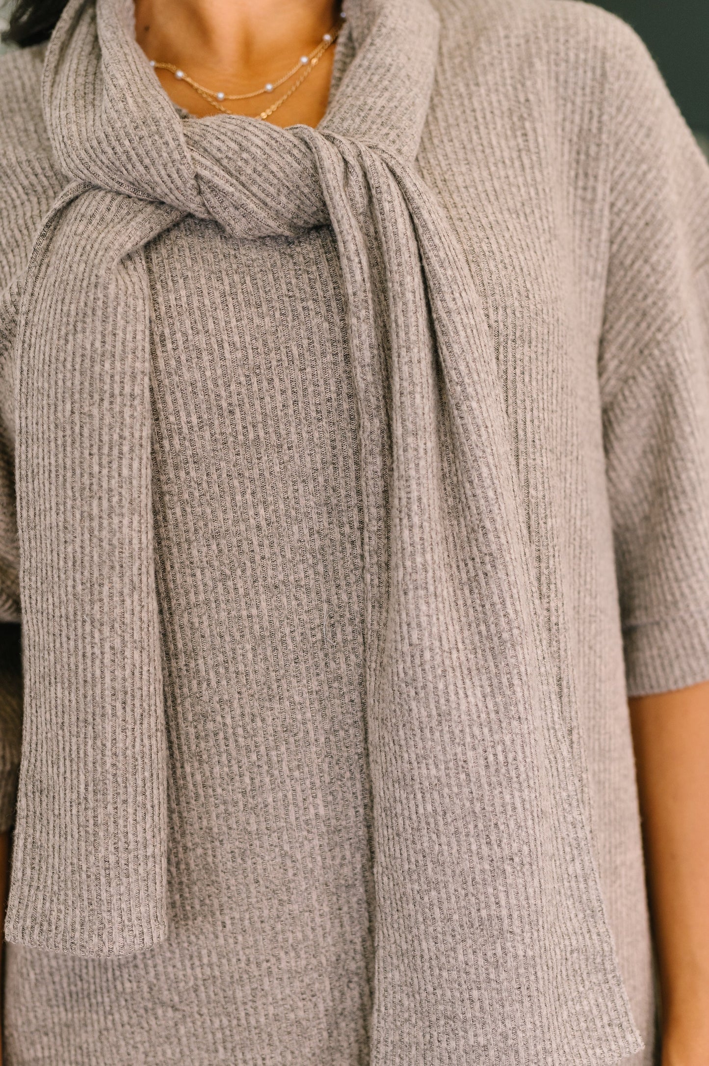 Hazel Blues® |  Travel Envy Ribbed Knit Dress in Light Coco
