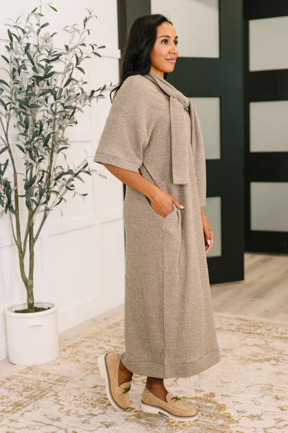 Hazel Blues® |  Travel Envy Ribbed Knit Dress in Light Coco