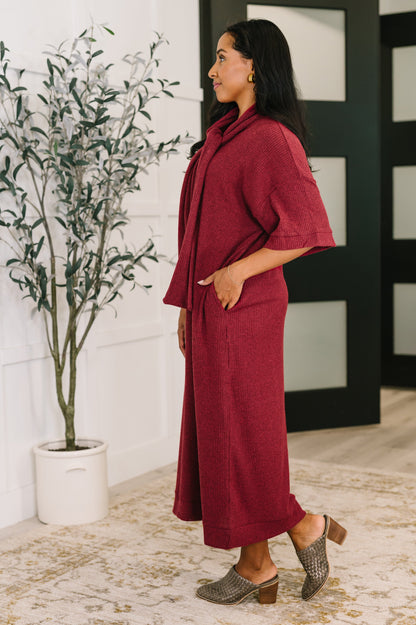 Hazel Blues® |  Travel Envy Ribbed Knit Dress in Wine