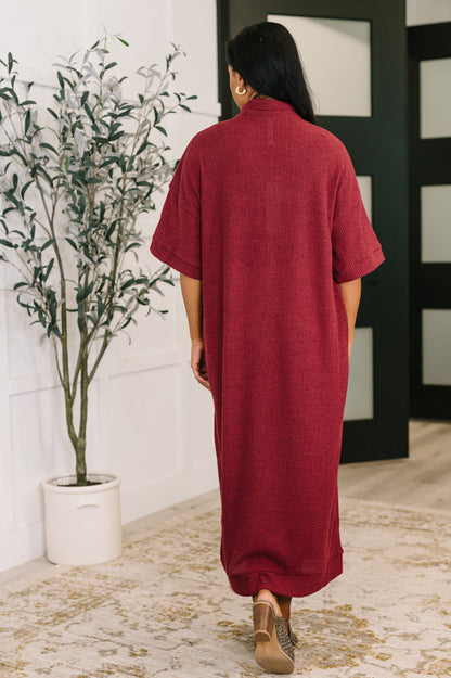 Hazel Blues® |  Travel Envy Ribbed Knit Dress in Wine