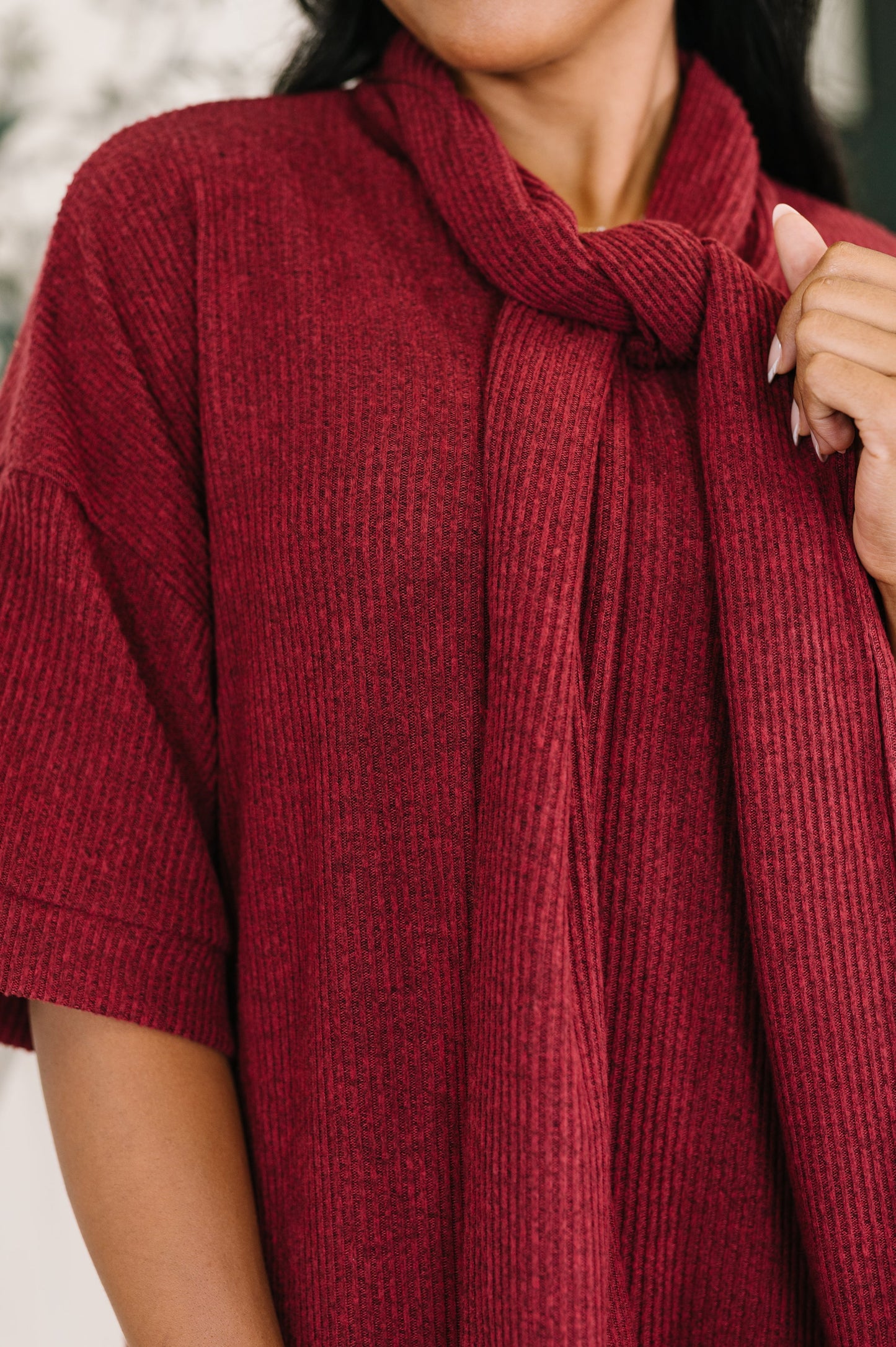 Hazel Blues® |  Travel Envy Ribbed Knit Dress in Wine