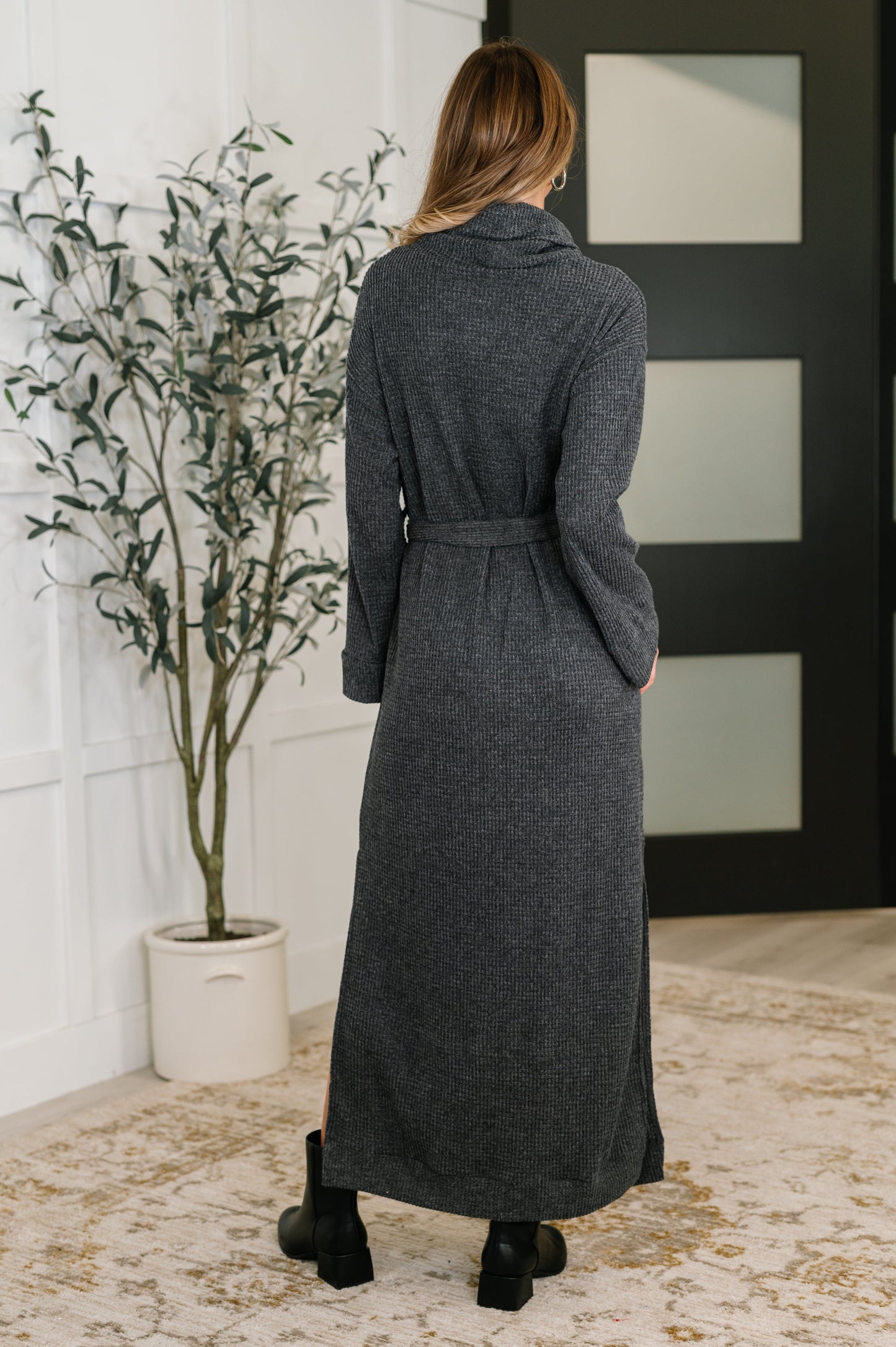 Hazel Blues® |  Travel Plush Knit Dress in Charcoal