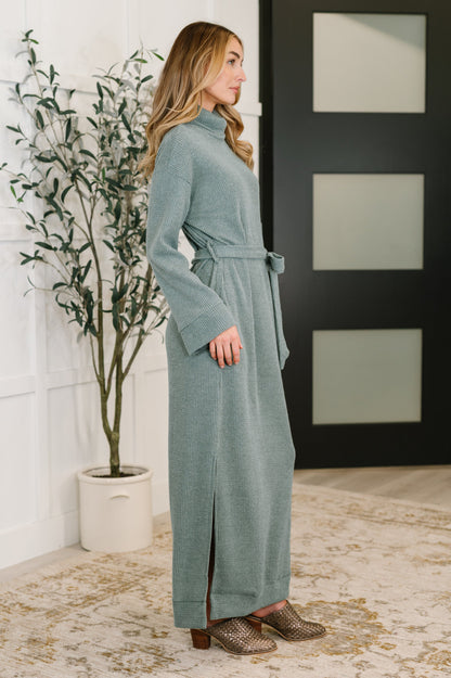Hazel Blues® |  Travel Plush Knit Dress in Soft Teal