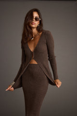 Tusk Mocha Open Front Longline Knit Sweater