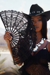 Unveiled Black Lace Fan