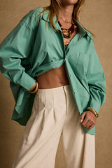 Vacanza Mint Button Up Top