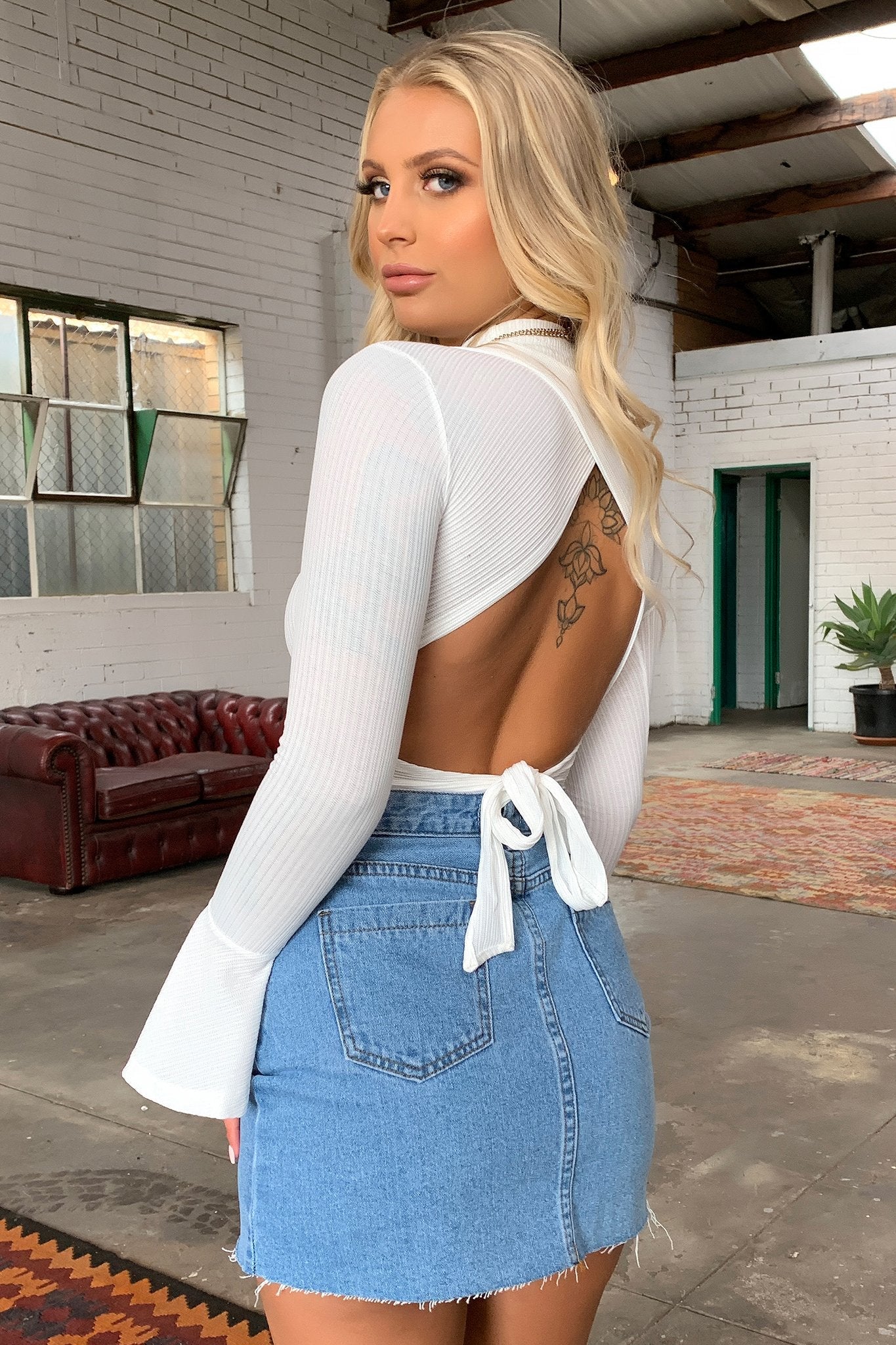 Mackey Long Sleeve Crop - White