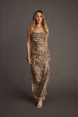 Wild Thing Leopard Print Mesh Maxi Dress