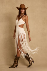 Wisteria Embroidered Ivory Fringe Bodysuit