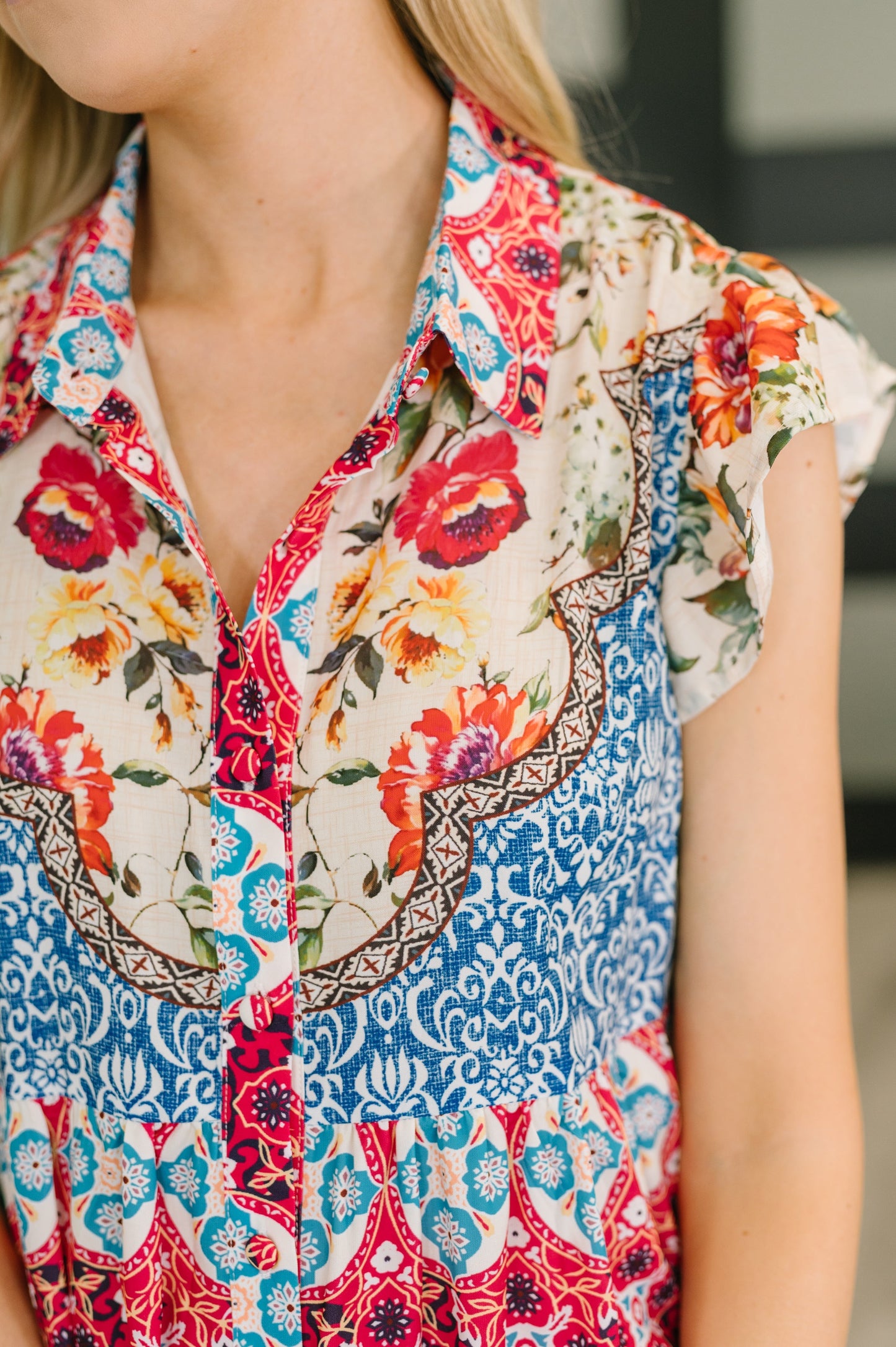 Hazel Blues® |  Wanted Whimsy Collared Printed Dress