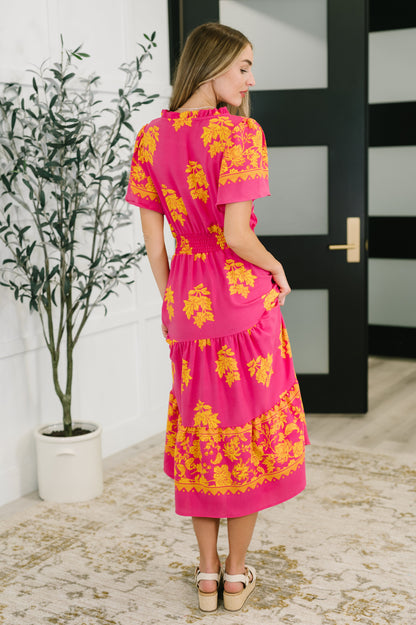 Hazel Blues® |  Whispering Willow V-Neck Dress in Fuchsia