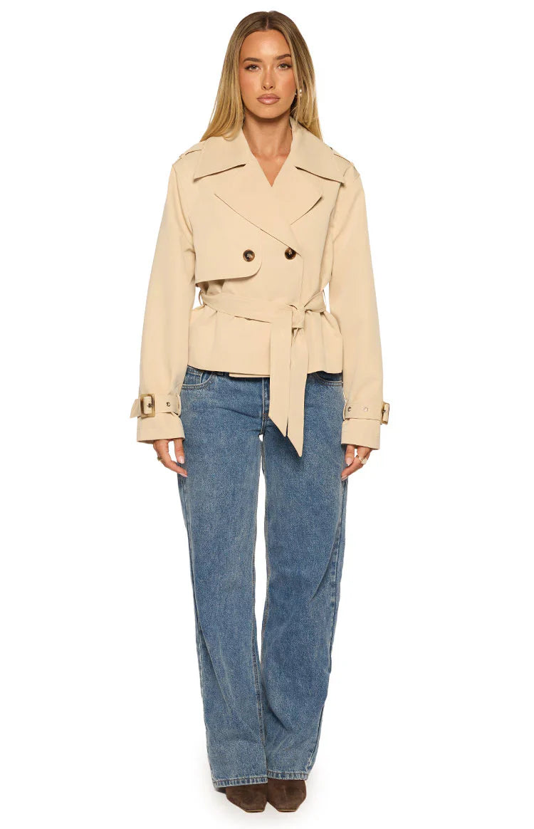 Wilda Cream Cropped Trench Coat