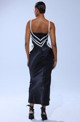 REGAL ROPE DETAIL SATIN MIDI DRESS