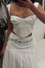 Zinnia Turquoise Silver Chain Belt