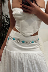 Zinnia Turquoise Silver Chain Belt