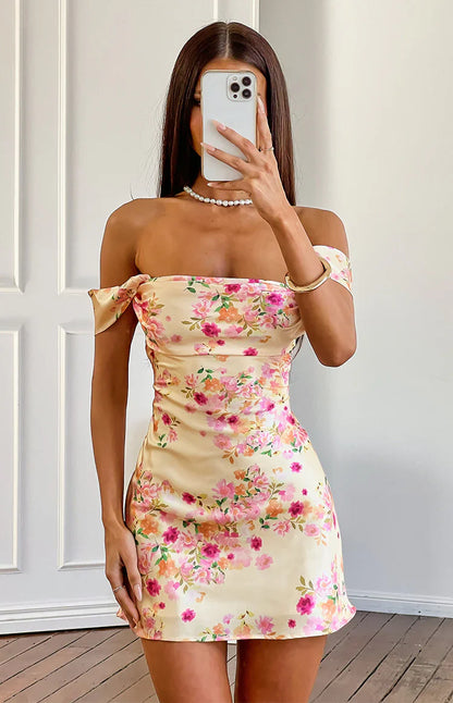 Zoella Yellow Bloom Off The Shoulder Mini Dress