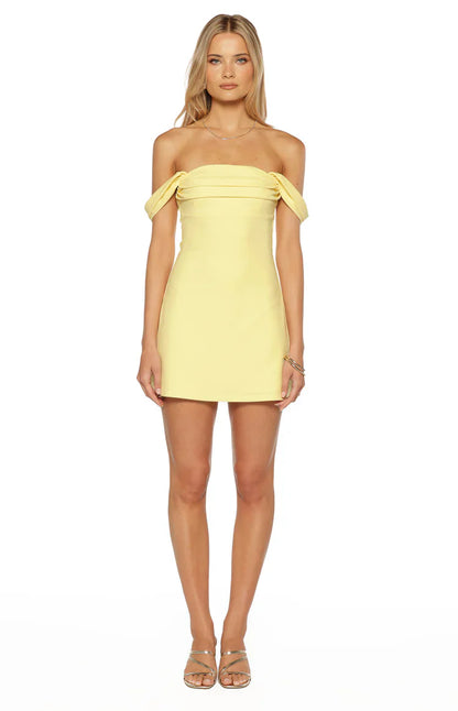Zoella Yellow Off The Shoulder Crepe Mini Dress