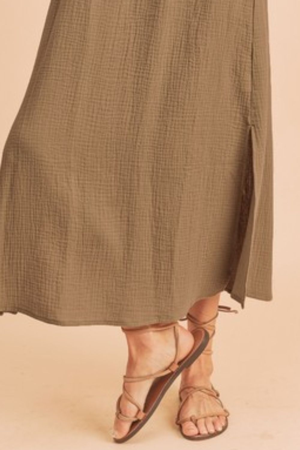 Hazel Blues® |  Aemi + Co Side Slit Round Neck Sleeveless Tank Dress