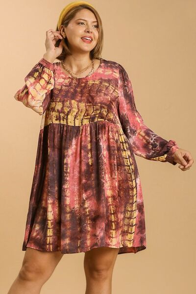 Hazel Blues® | Umgee Tie Dye Long Sleeve Babydoll Dress with Keyhole