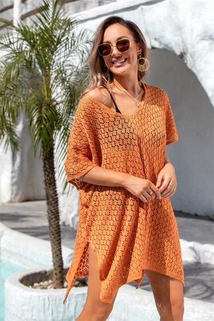 Hazel Blues® | Openwork Slit Scoop Neck Cover Up