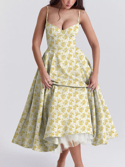 Hazel Blues® |  Sweetheart Neck A-Line Midi Dress