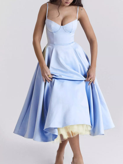Hazel Blues® |  Sweetheart Neck A-Line Midi Dress