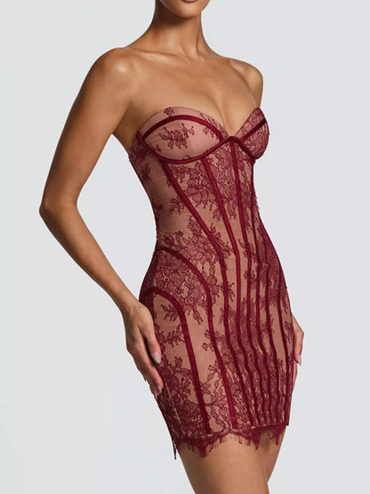 Hazel Blues® |  Lace Detail Tube Mini Dress