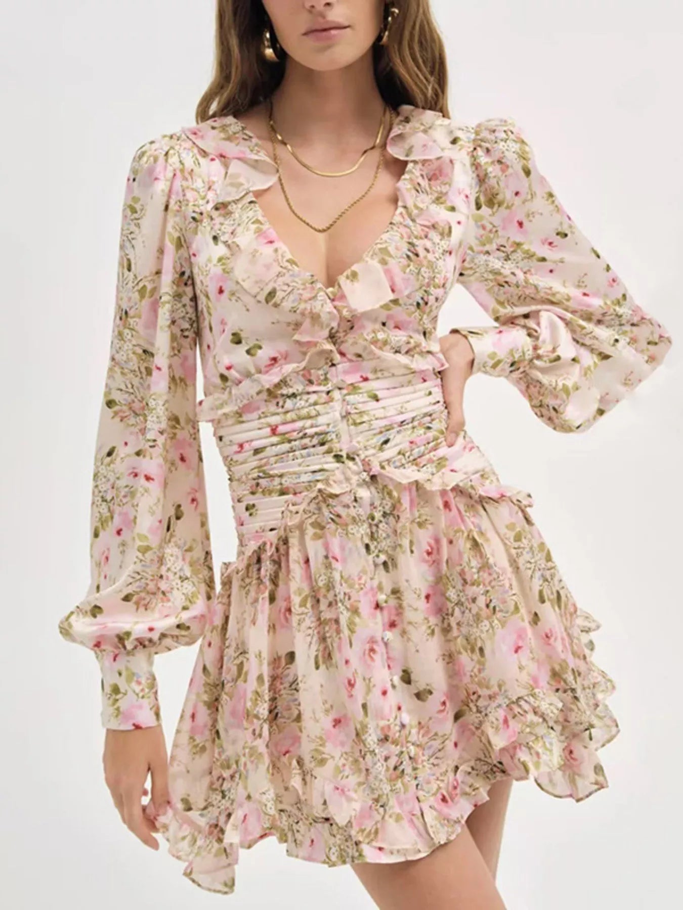 Hazel Blues® |  Floral Print Ruffle Mini Dress