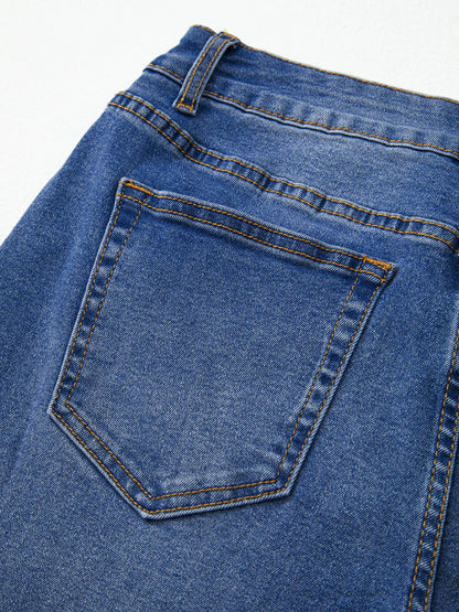 Hazel Blues® |  Raw Hem Unique Cuffs Straight High Rise Loose Jeans