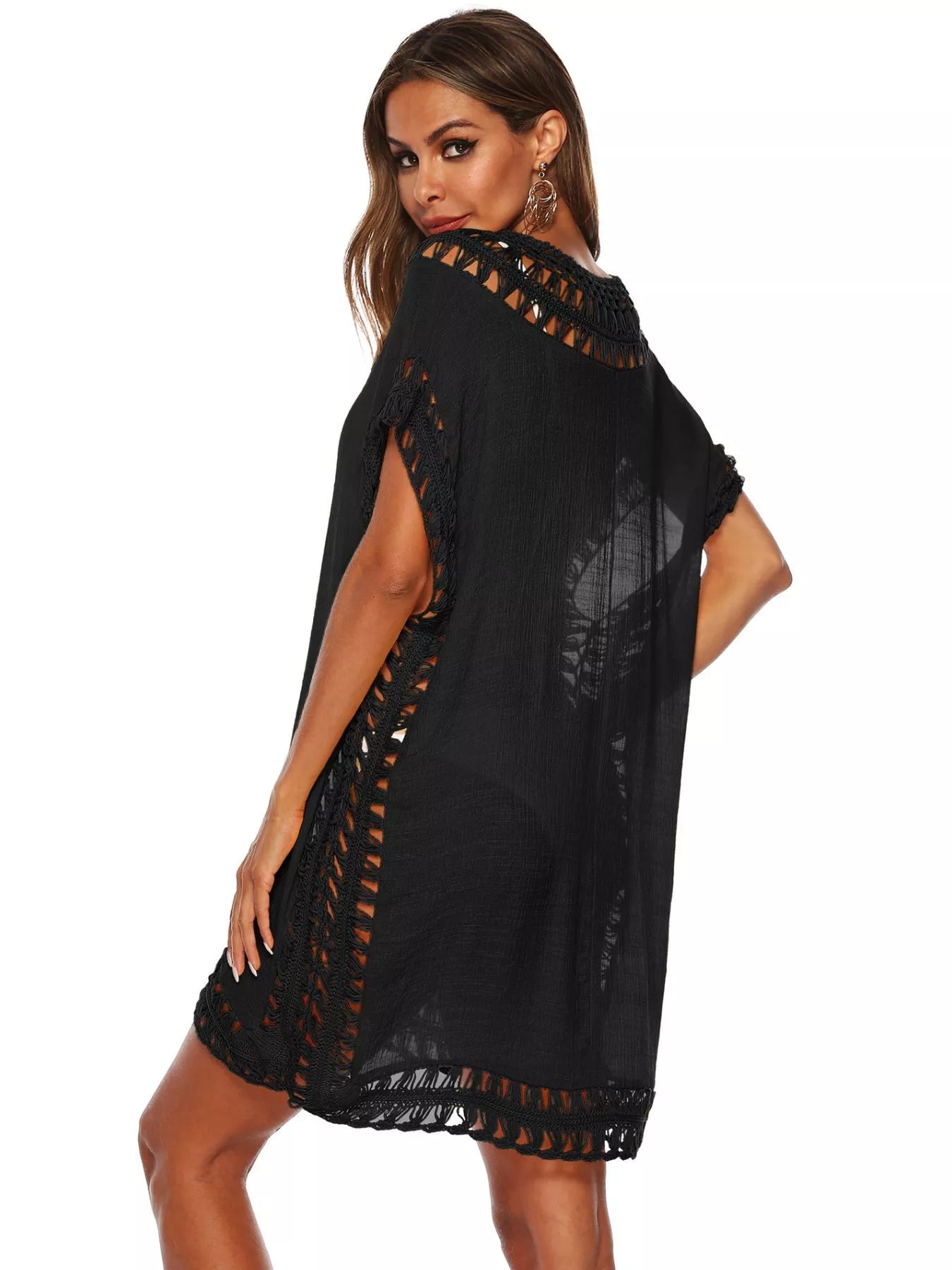 Hazel Blues® | Crochet Trim V-Neck Cover-Up Dress