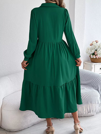 Hazel Blues® |  Long Sleeve Tiered Button Front Midi Dress