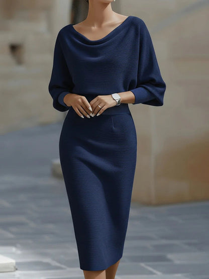 Hazel Blues® |  Cowl Neck Knit Bodycon Dress