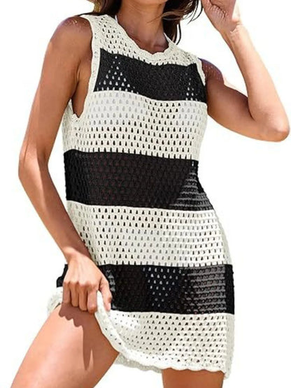 Hazel Blues® | Color Block Openwork Sleeveless Cutout Back Cover-Up