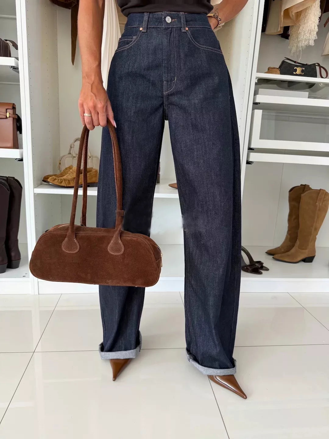 Hazel Blues® |  High-Waisted Wide-Leg Washed Jeans