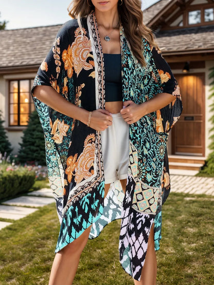 Hazel Blues® | Printed Open Front Cover-Up