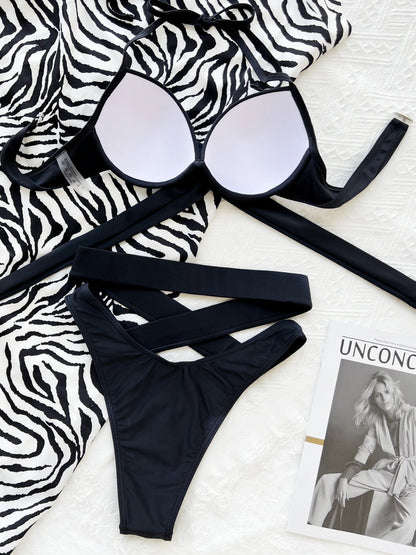 Hazel Blues® | Crisscross Halter Neck Bikini Set