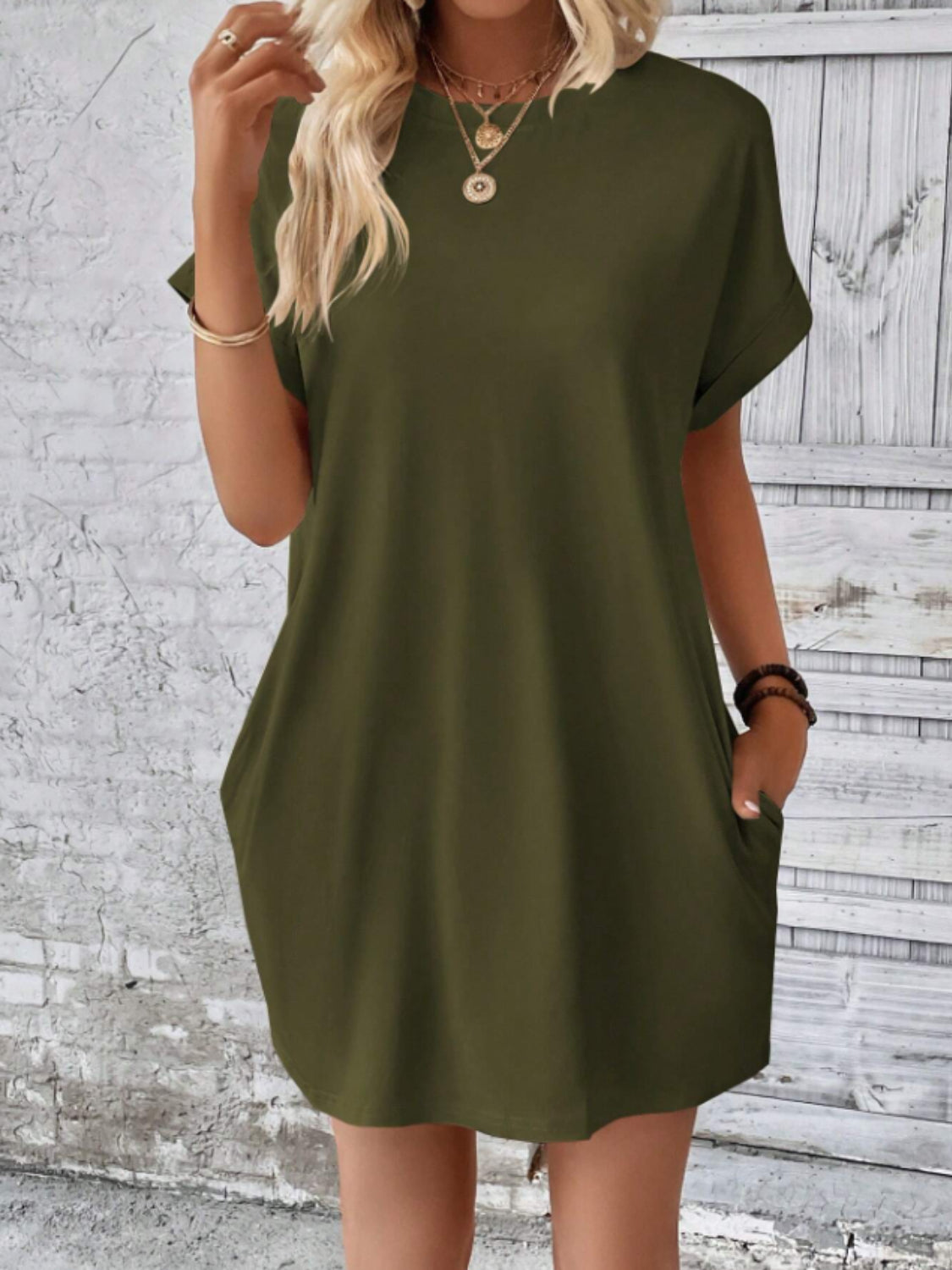 Hazel Blues® |  Short Sleeve Mini Tee Dress with Pockets