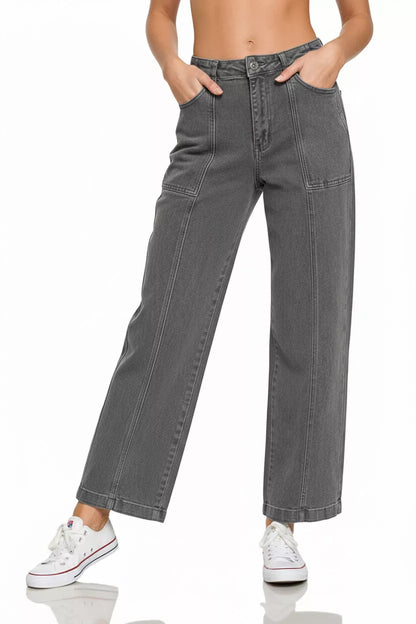 Hazel Blues® |  Zenana Straight Leg Utility Pocket Jeans
