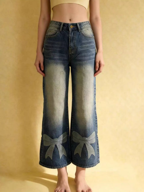 Hazel Blues® |  Bow Wide Leg Jeans
