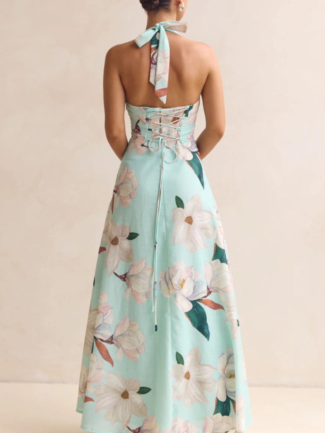 Hazel Blues® |  Floral Print Halter Neck Maxi Dress